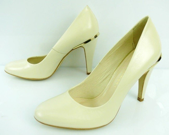Buty BALDOWSKI Beżowe Skóra Ozdoba wz.209