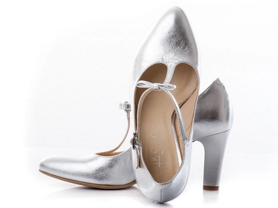 Buty KOTYL Srebrne Skóra wz.891