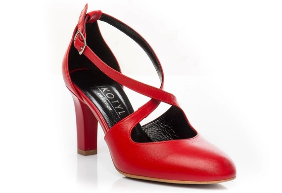 Buty KOTYL Czerwone Skóra Czółenka wz.7079