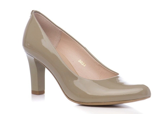 Czółenka SIMONE Khaki Lakier skóra wz.5051 k259