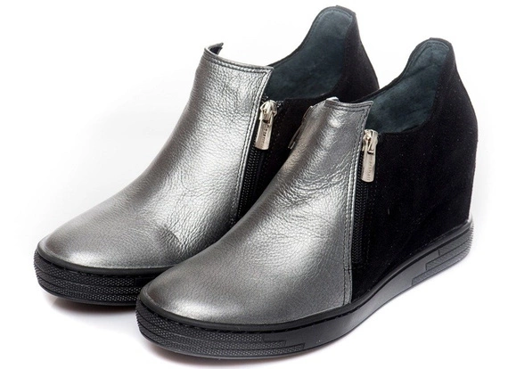 Buty MARSHALL Czarna Szara Skóra 6804