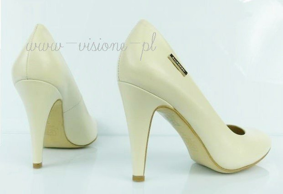 Buty BALDOWSKI Beżowe Skóra Logo wz.209