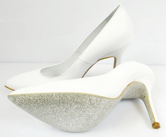 Buty BALDOWSKI Biała Skóra Brokat wz.606